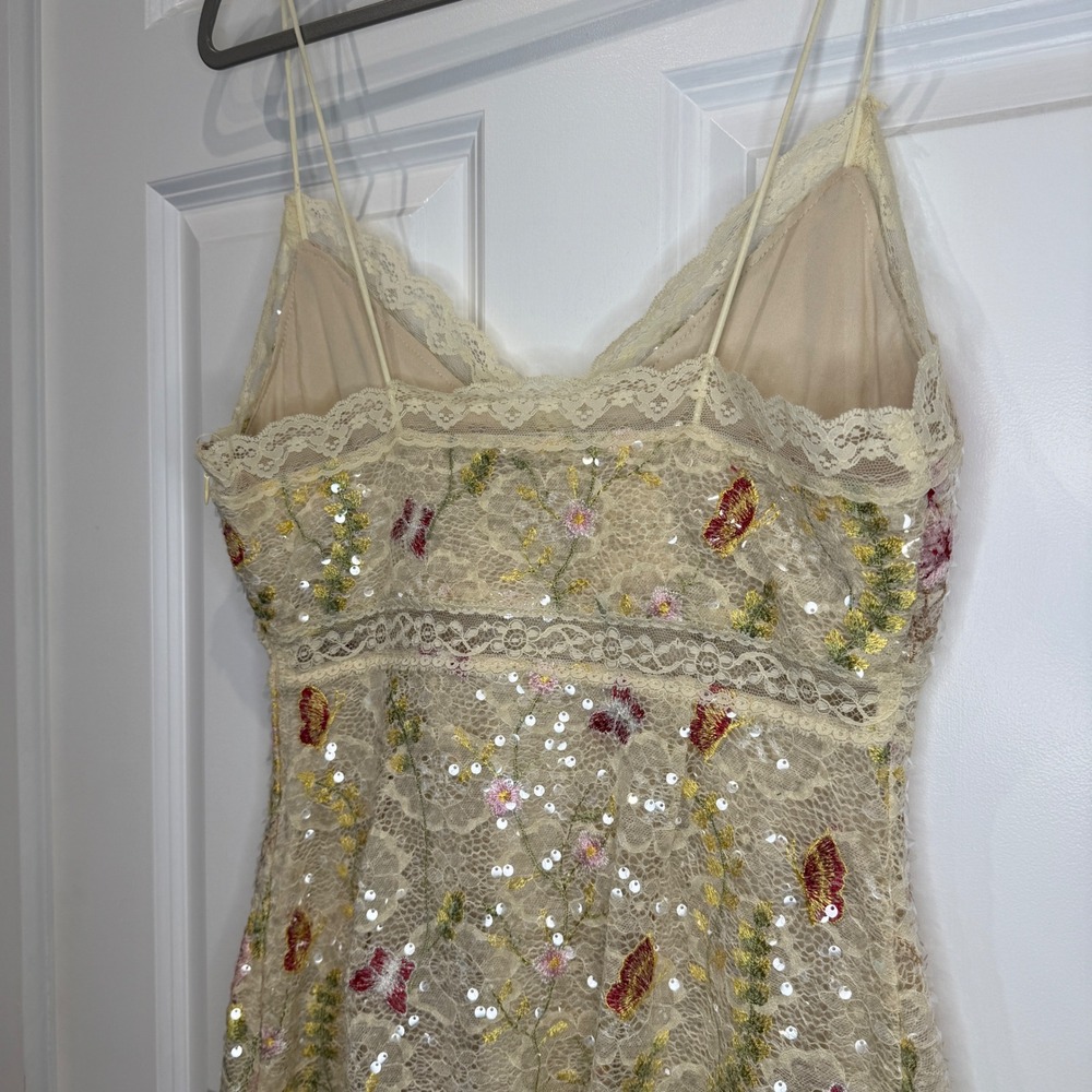 Altar'd State Floral Lace Sequin Mini Dress V-Neck Spaghetti Strap Size XSmall - Picture 12 of 14